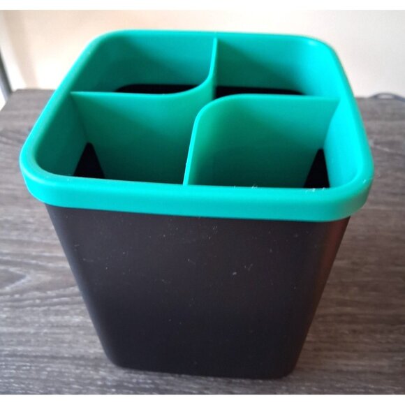 Tupperware Kitchen Utensil Prep Tool Holder Caddy Black Turquoise #7744 - Picture 2 of 5